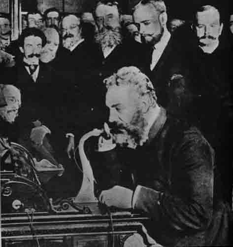 Inauguration de la premire ligne tlphonique entre New York et Chicago en octobre 1892 (JPG)